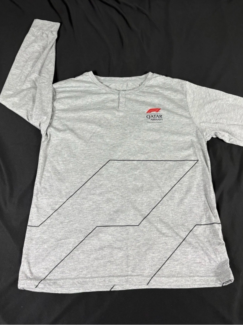 F1 Qatar Airways Mens Gray Long Sleeve T-Shirt Size L
